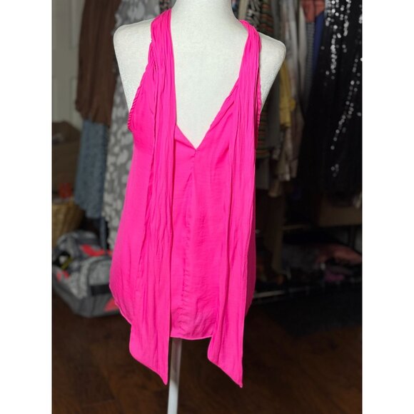 DO+BE Blouse Womens Size Small Pink Tropical Swirl Lined Halter Tank Flowy CHIC - Picture 6 of 9